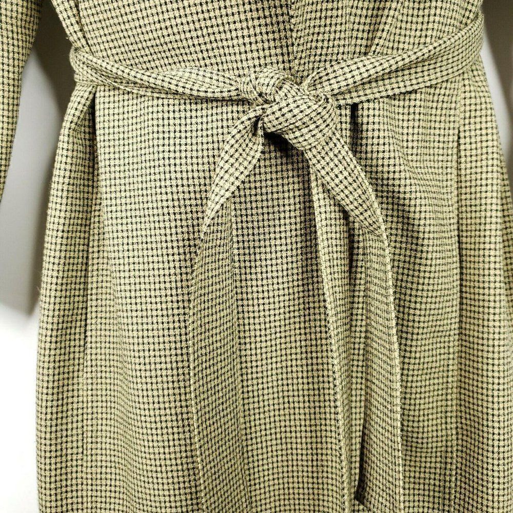 Vintage Eva Polini Full Length Belted Overcoat 10 Beige Black Check Made In USA - Picture 2 of 12